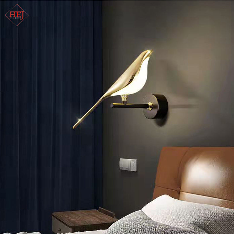 Magpie Creative Bird Wall Lamp Modern Simple Bedroom Bedside Living Room Sofa Nordic Light Luxury Away Stair Lamps